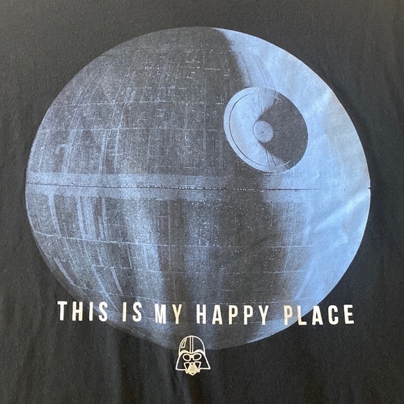 Star Wars Death Star This is My Happy Darth Vader Short Sleeve T-Shirt - Picture 3 of 5